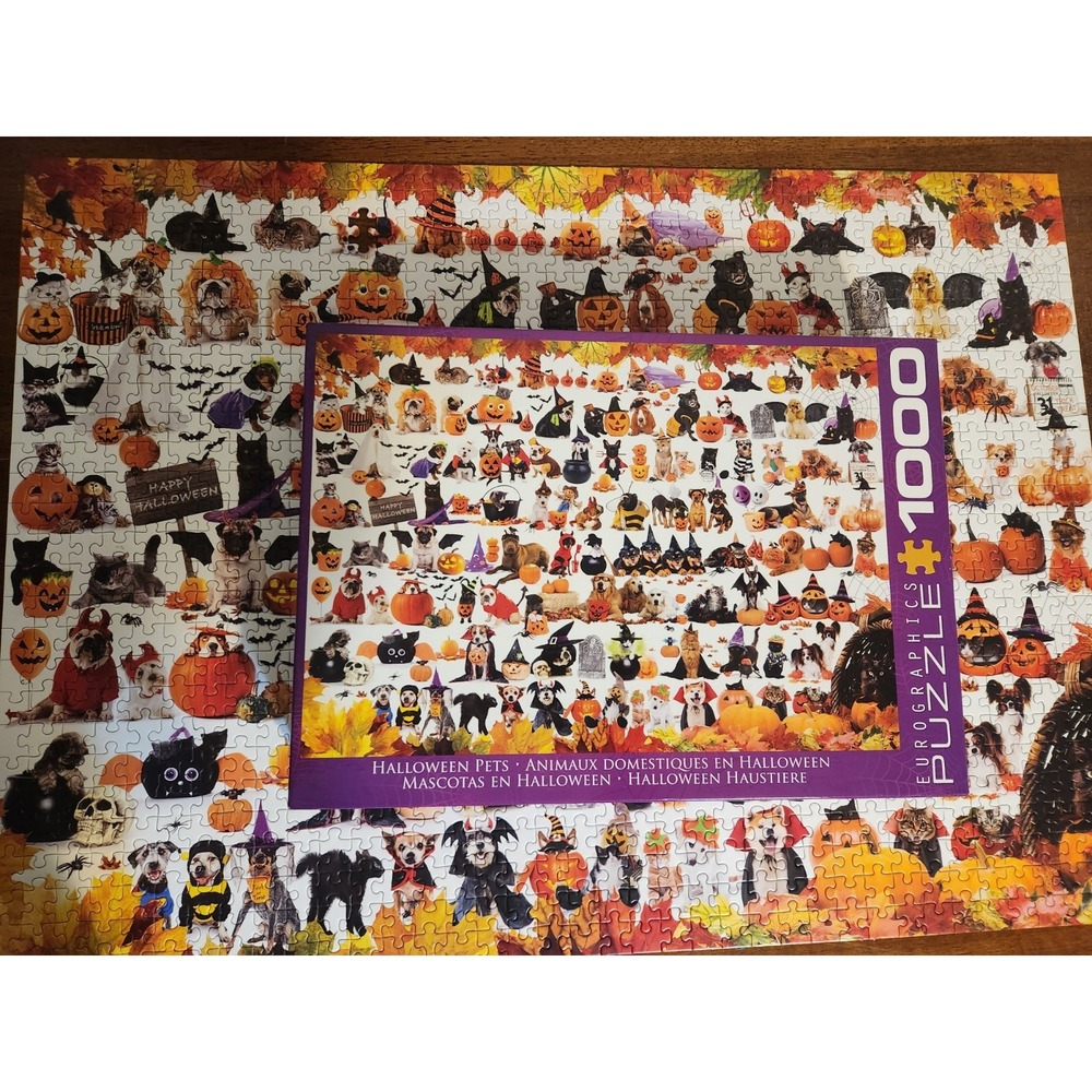 Eurographics Halloween Pets Jigsaw Puzzle 1000 Pieces Complete Cats Dogs Costume